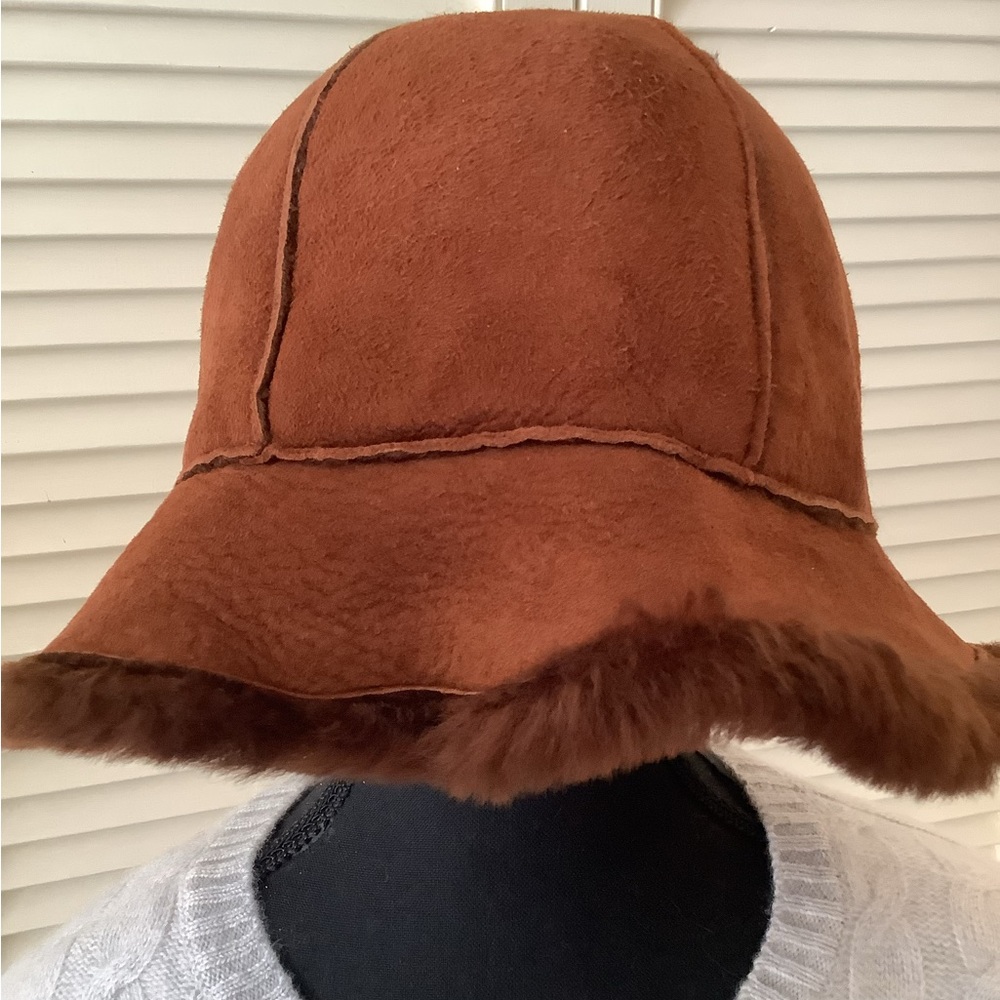 Vintage Double-Faced Shearling-Lined Floppy-Brimmed Hat - Made in Florence Italy